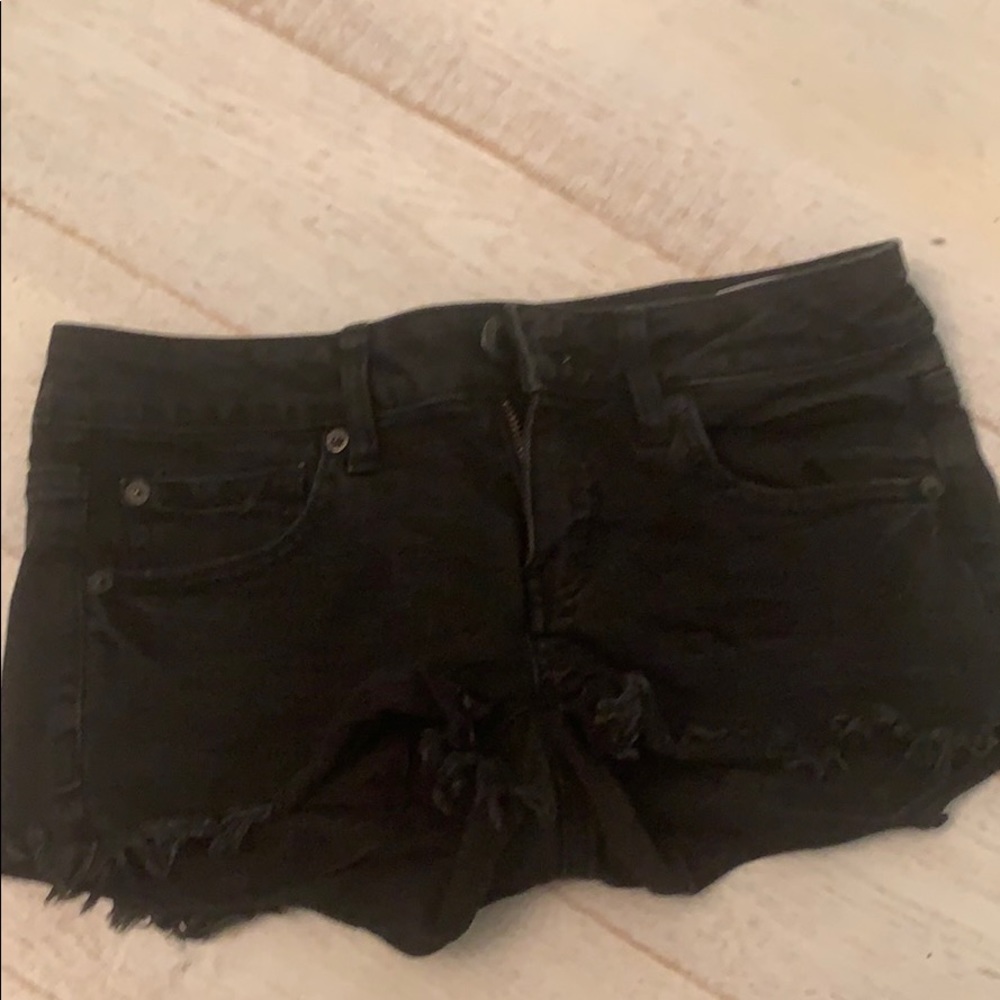Black denim shorts